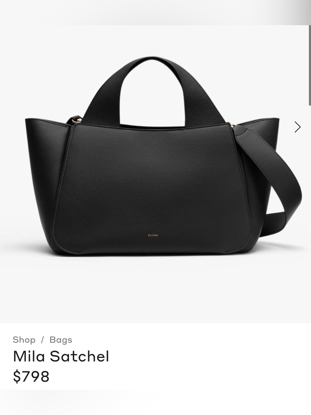 Cuyana Black Mila Satchel - Classic Leather Women’s Bag
